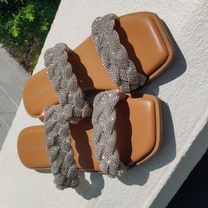 Sincerely Jules Double Braided Rhinestone Sandals